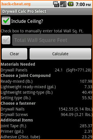 Drywall Calc Pro Select screenshot