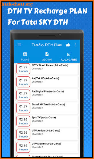 DTH Recharge plan for Tata Sky apps screenshot