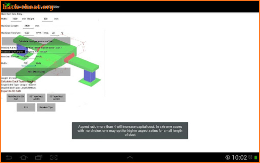 Duct Design W 3D CAD Dxf O/P screenshot