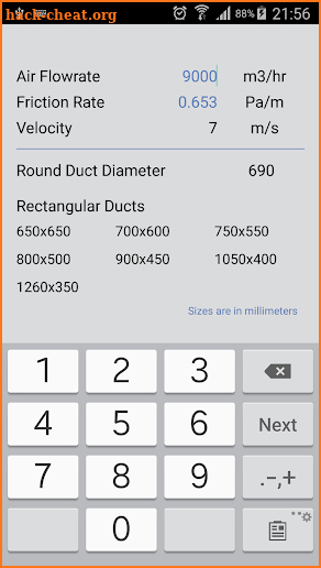 Ductulator screenshot