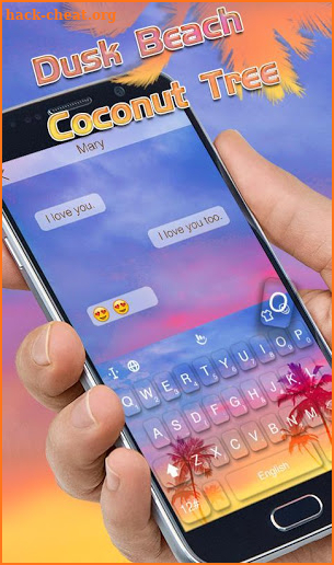 Dusk Beach Coconut Tree Keyboard Theme screenshot