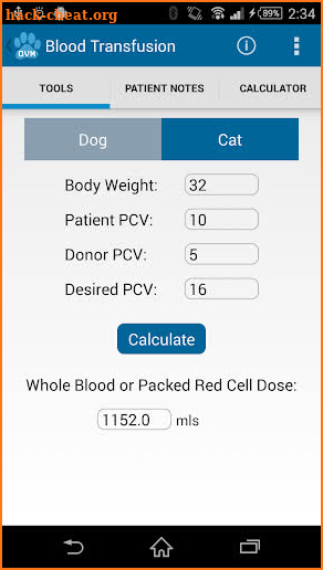 DVM Calc screenshot