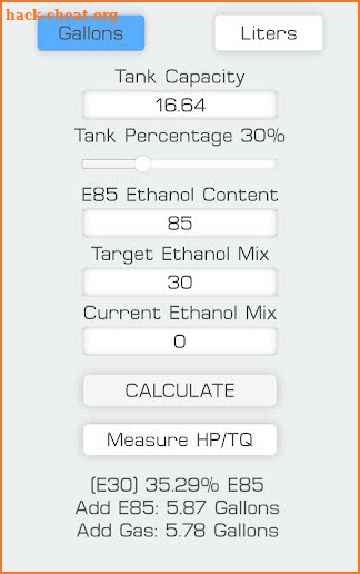 E85 Mix Calculator screenshot