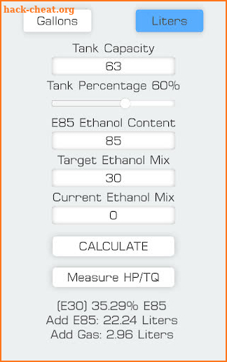 E85 Mix Calculator screenshot