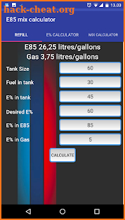 E85 mix Calculator screenshot