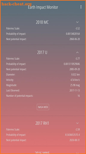 Earth Impact Monitor screenshot