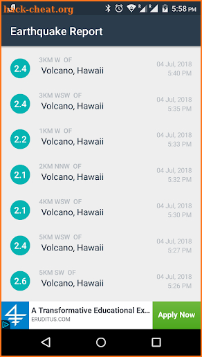 Earthquake Reports screenshot