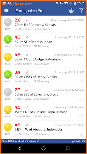 Earthquakes screenshot