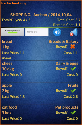 Easy Android Shopping List Pro screenshot