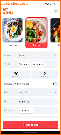 Eatwisely: recipes & meal plan screenshot