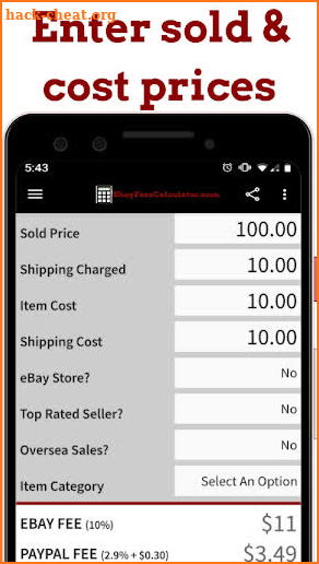 ebayfeescalculator.com - US, UK, AU, CA sellers screenshot