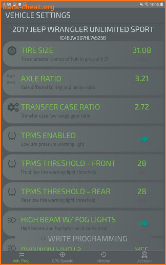 ECRI Vehicle Calibrator screenshot