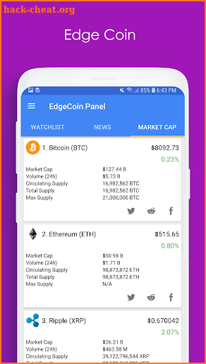 EdgeCoin Panel screenshot