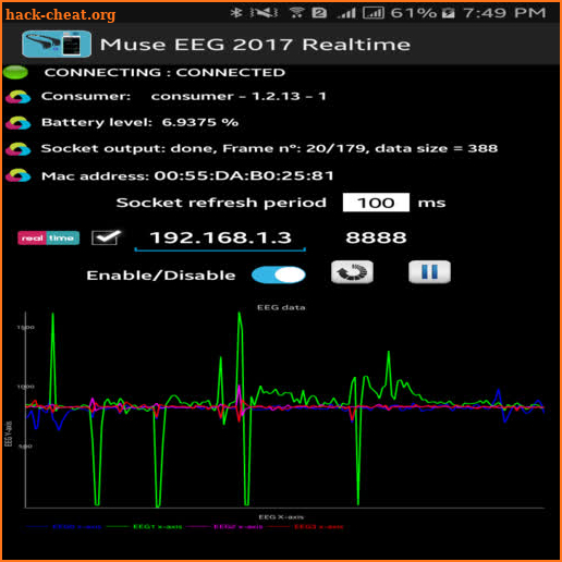 EEG Lab for muse 2016 headband screenshot