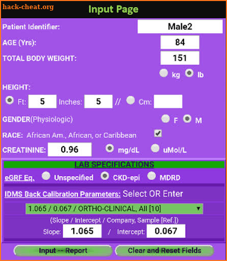 eGFR 3D Calculator III screenshot