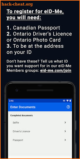 eID-Me Digital ID screenshot