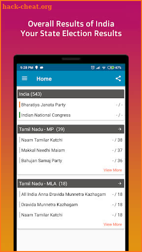 Election Results 2019 screenshot