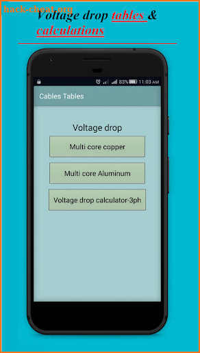 Electrical Cable Table: apps for electricians screenshot