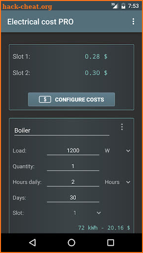 Electrical Cost PRO Key screenshot