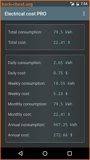 Electrical Cost PRO Key screenshot