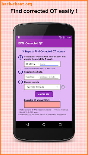 Electrocardiogram (ECG) Rhythm App: Corrected QT screenshot