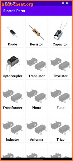 Electronic components screenshot