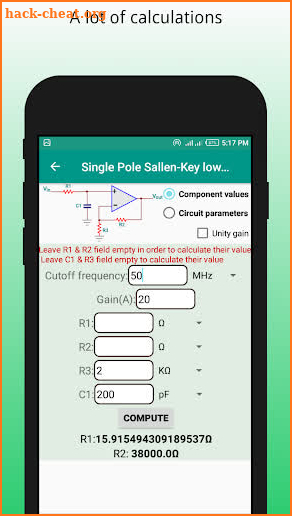 Electronic Components & Circuit calculator screenshot