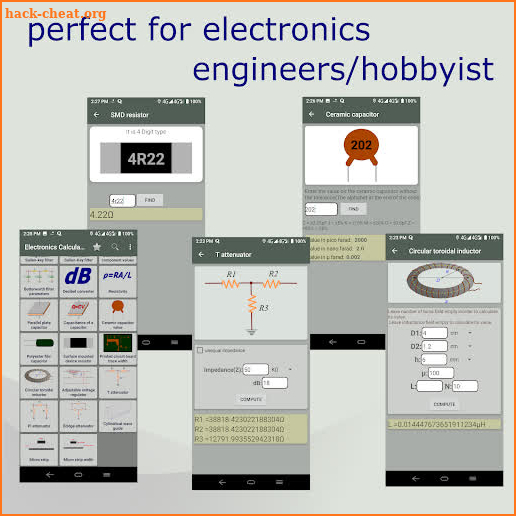 Electronics circuit calculator-Electronics toolkit screenshot