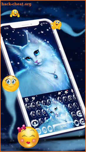 Elegant Kitty Night Keyboard Theme screenshot