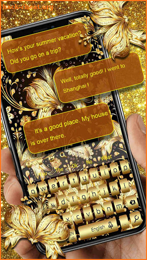 Elegant Luxury Golden Flower Keyboard screenshot