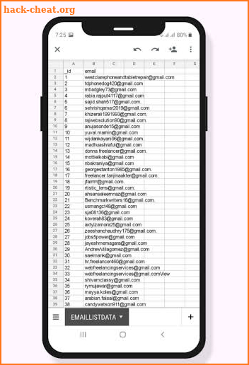 Email List screenshot