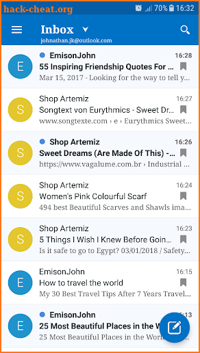 Email mailbox for Microsoft screenshot