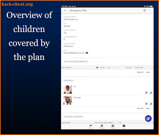 Emergency Plan for the Care of Minor Children screenshot