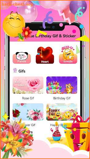 Emoji Rose BirthdayGif&Sticker screenshot