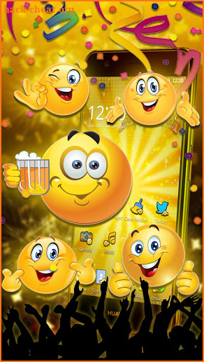 Emoticons New Year 3D Theme screenshot