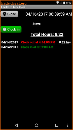 Employee Time Clock screenshot