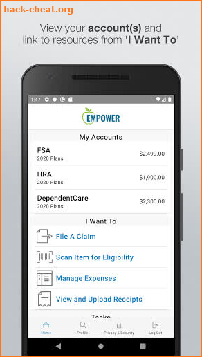 EMPOWER Flex Mobile App screenshot