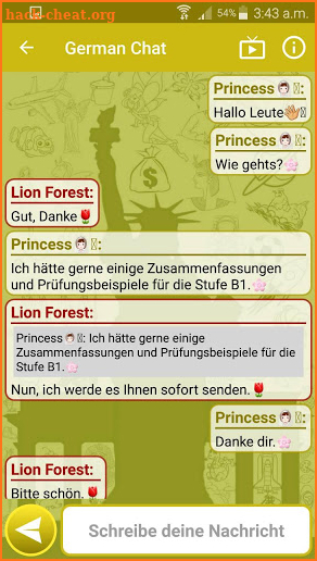 English and German screenshot