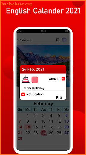 English Calendar 2021 screenshot