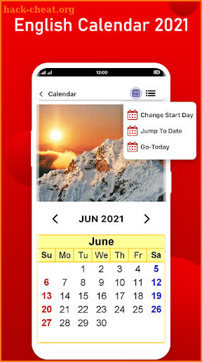 English Calendar 2021 screenshot