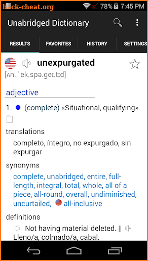 English Spanish Dictionary Unabridged screenshot