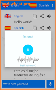 English - Spanish. Translator screenshot