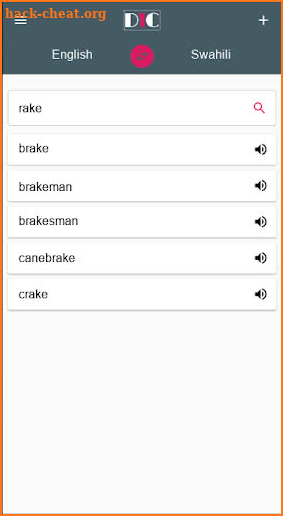 English - Swahili Dictionary (Dic1) screenshot