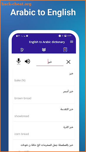 English to Arabic and Arabic to English dictionary screenshot