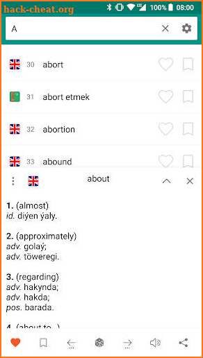English-turkmen and Turkmen-english dictionary screenshot