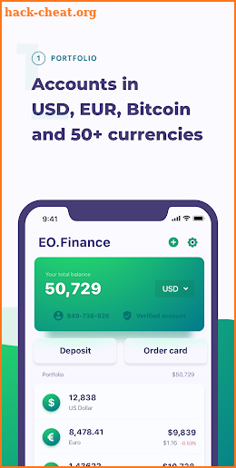 EO.Finance: Crypto&Fiat Wallet. Bitcoin EOS Ripple screenshot