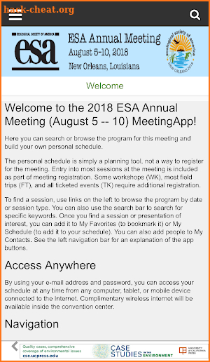 ESA 2018 Annual Meeting screenshot