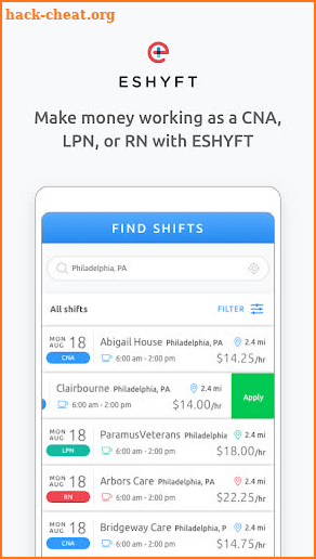 ESHYFT for Nurses - CNA, LPN, RN’s screenshot