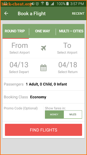 Ethiopian Airlines screenshot