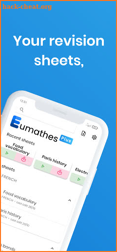 Eumathes - revision sheets screenshot